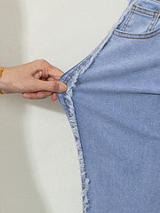 Jeans Beau Blue Contrast Stripe Contrast Side Panel Patchwork - Damesmode Afbeelding 4 - Miniatuur