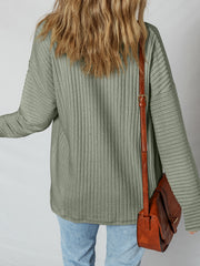 Camisa de hombros recaída Mist Green Thermal Ribbed Texture - Miniatuur