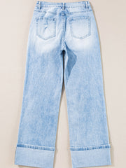 Beau Blue Light Wash unruhige Straight Jeans – Damenmode Bild 5 - Miniatuur