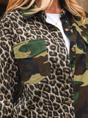 Brown Leopard Camo Patchwork Oversize Shacket - Women's Fashion Image 6 - Miniatuur