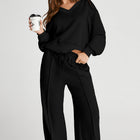 Black V Neck Cropped Seamed High Waist Sports Wear - Damesmode Afbeelding 3 - Thumbnail