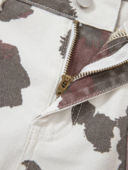Brown Cow Spots Printed Multi Pocketed Jeans - Damesmode Afbeelding 8 - Miniatuur