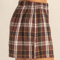 Brown Plaid Button Front Elastic Waist Shorts - Damesmode Afbeelding 4 - Foto 4