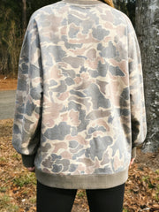 Multicolour Camo Print Ribbed Trim Casual Pullover Sweatshirt - Miniatuur