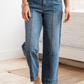 Sail Blue Exposed Stitching Straight Jeans - Foto 5