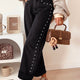 Schwaarz Nieten-Detail, gerad-Been, lässeg, loftëg Jeans