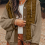 Veste à capuche texturée en patchwork texturée vert jungle