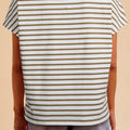 T-shirt ample à col rond rayé rayé de léopard kaki - Foto 2