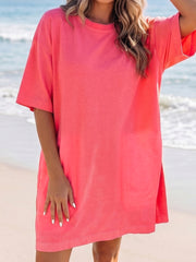 Lyseblå løs casual T-shirt minikjole med drop shoulder - Miniatuur