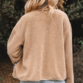 Casual Leopard Print Accent Plush Jacket with Pockets - Foto 2