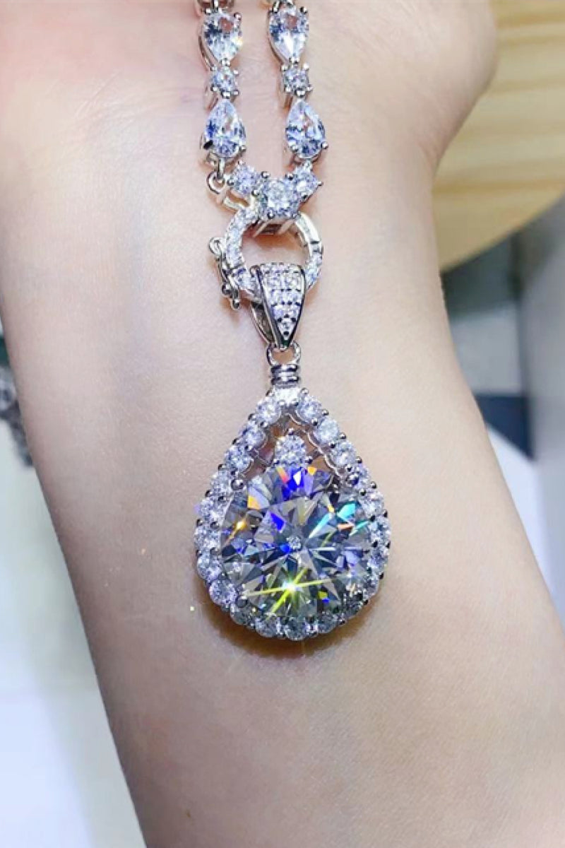 10 Carat Moissanite Teardrop Pendant Platinum-Plated Necklace | Redblad 18K Solid Gold & Certified Natural Diamond Fine Jewelry