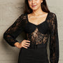 Perfee Lace Long Sleeve Bodysuit