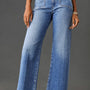 Jeans taille haute à jambes droites amples et larges bleu crépuscule