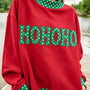 Fiery Red Polka Dot Letter Print Contrast Trim Mock Neck Sweatshirt