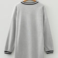 Robe T-shirt Preppy à manches longues à décolleté rayé gris clair - Foto 6