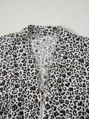 Beige Leoparden-Reißverschluss vorne V-Ausschnitt Taille Ärmelloses Maxikleid – Damenmode Bild 7 - Miniatuur