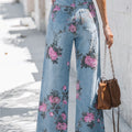 Sky Blue Garden Floral Print Bootcut Jeans - Foto 2