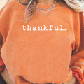 Orangefarbener Thanksgiving-Pullover mit Ribbenausschnitt - Foto 2