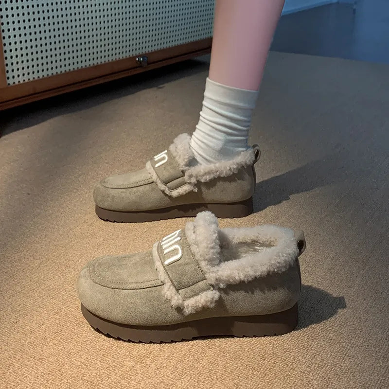 Faux Fur Suede Round Toe Slip-Ons - Luxe Damesmode & Kleding Collectie | Redblad Nederland
