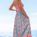 Sky Blue Bohemian Ethnic Print Spaghetti Straps Vacation Maxi Dress - Foto 4