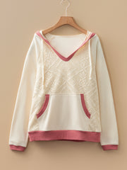 Felpa a maglia a maglia bianca con rifiniture contrastanti e cucitura esposta - Miniatuur