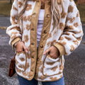 Liicht franséisch beige léif Blummenmuster Knäppchen-Fleece-Jackett - Foto 4