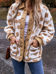 Chaqueta de forro polar beige francés claro con un patrón floral adorable - Miniatuur