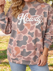 Multicolour Camouflage Western Graphic Plus Size Sweatshirt - Miniatuur