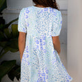 Sky Blue Leopard Contrast Bow Puff Sleeve Mini Dress - Foto 2