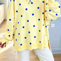 Gelber Polka-Dot-Pullover mit langärmligem Split-Hem-Pullover - Foto 1