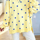 Gelber Polka-Dot-Pullover mit langärmligem met Split-Hem-Pullover