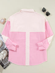 Delikatesse Zweifarbe Exposed Seam Cord Shacket - Miniatuur