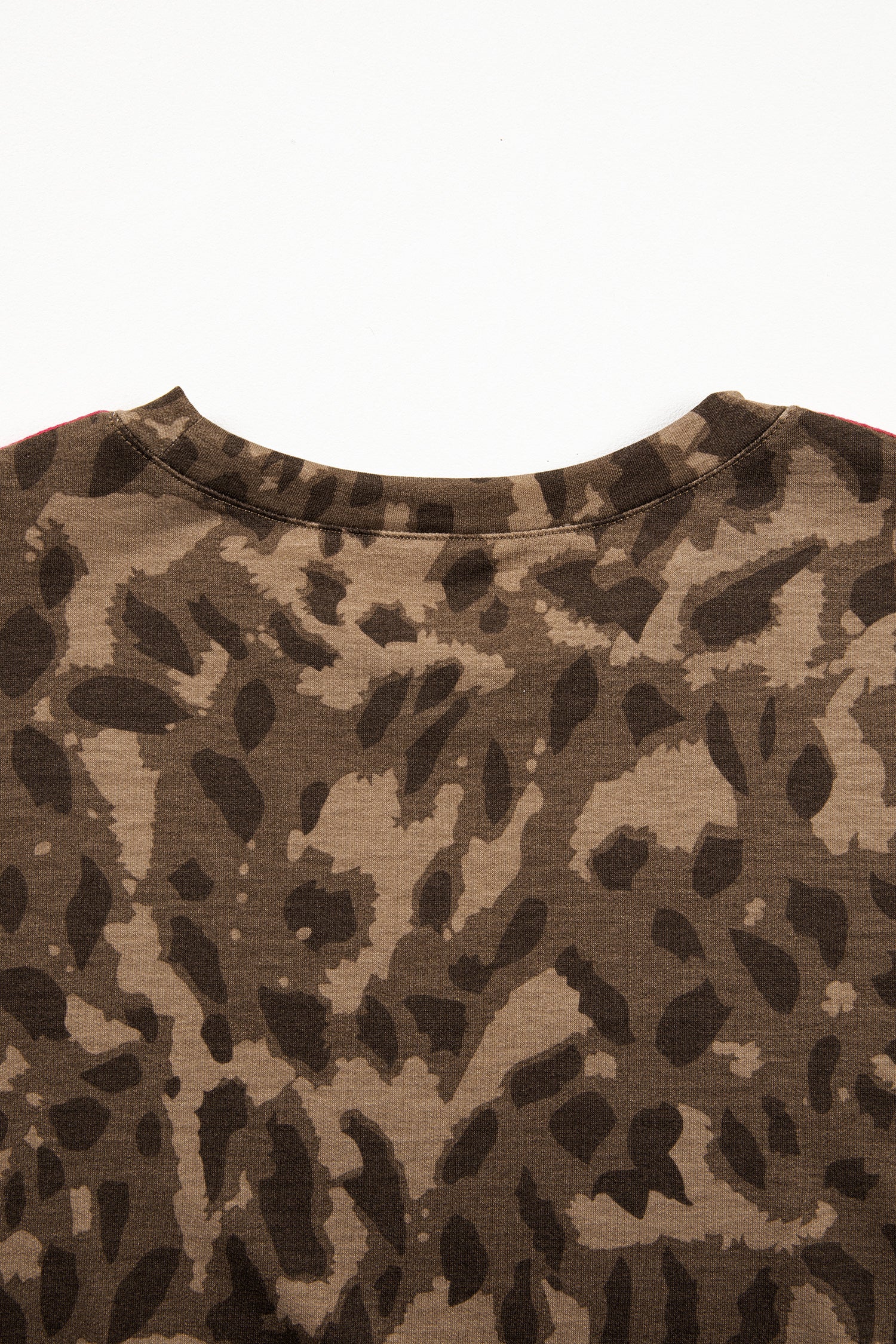 Brown Loose Contrast Striped Accent Leopard T Shirt Mini Dress with Pockets - Damesmode Afbeelding 5
