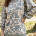 Mehrfarbiger Tarnmuster mit geripptem Trim legerer Pullover-Pullover - Foto 1