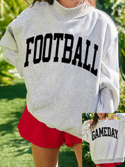 Hellgrauer FOOTBALL GAMEDAY doppelseitiger bedruckter hochausgeschnittener reversibler Pullover - Miniatuur