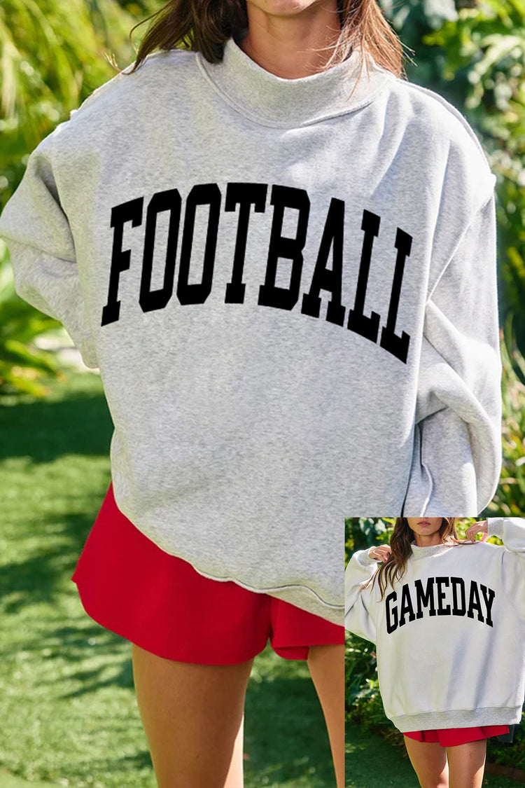 Hellgréng FOOTBALL GAMEDAY Duebelsäiteg gedréckte Héichhals-Reversibel-Sweatshirt - Damesmode