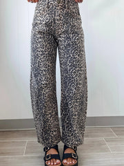 Vaqueros de cintura alta con estampado de leopardo negro - Imagen de moda femenina 1 - Miniatuur