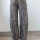 Zwart Luipaardprint Print Hoge Taille Barrel Jeans