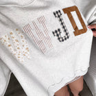 Gray WWJD Mixed Pattern Embroidered Patch Graphic Mock Neck Sweatshirt - Thumbnail