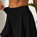 Black Solid Color High Waist Wide Leg Swim Bottom - Damesmode Afbeelding 1 - Foto 1