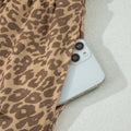 Khaki Leopard Drawstring Elastic Waist Star Patched Shorts - Foto 6