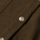 Dark Brown Button Up Contrast Knitted Sleeves Hooded Jacket - Thumbnail