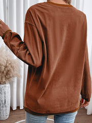 Smoke Gray geripptes Cord – übergroßer Sweatshirt - Miniatuur