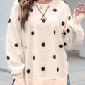 Gelber Polka-Dot-Pullover mit langärmligem Split-Hem-Pullover - Foto 4