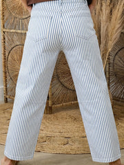 Khaki-Streifen-Casual-Barrel-Jeans - Miniatuur