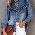Camicia con bottoni con dettagli in denim vintage blu crepuscolo - Foto 4
