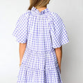 Lavendula Plaid Ruffle Breet Kuerzäerm Babydoll Mini-Kleed - Foto 2
