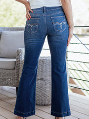Sail Blue Western Stitch Patched Pocket Bootcut Jeans - Miniatuur