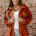 Gold Flame Velvet Flap Pockets Drop Shoulder Casual Shacket - Foto 4