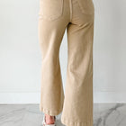 Red Sandalwood Solid Color Seamed Center Wide Leg Cropped Jeans - Thumbnail